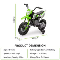 Moto électrique Acekool 12 V pour enfants avec deux moteurs de 25 W, accélérateur tournant, roulettes d'apprentissage et suspension, jouet à enfourcher pour les 3 ans et plus