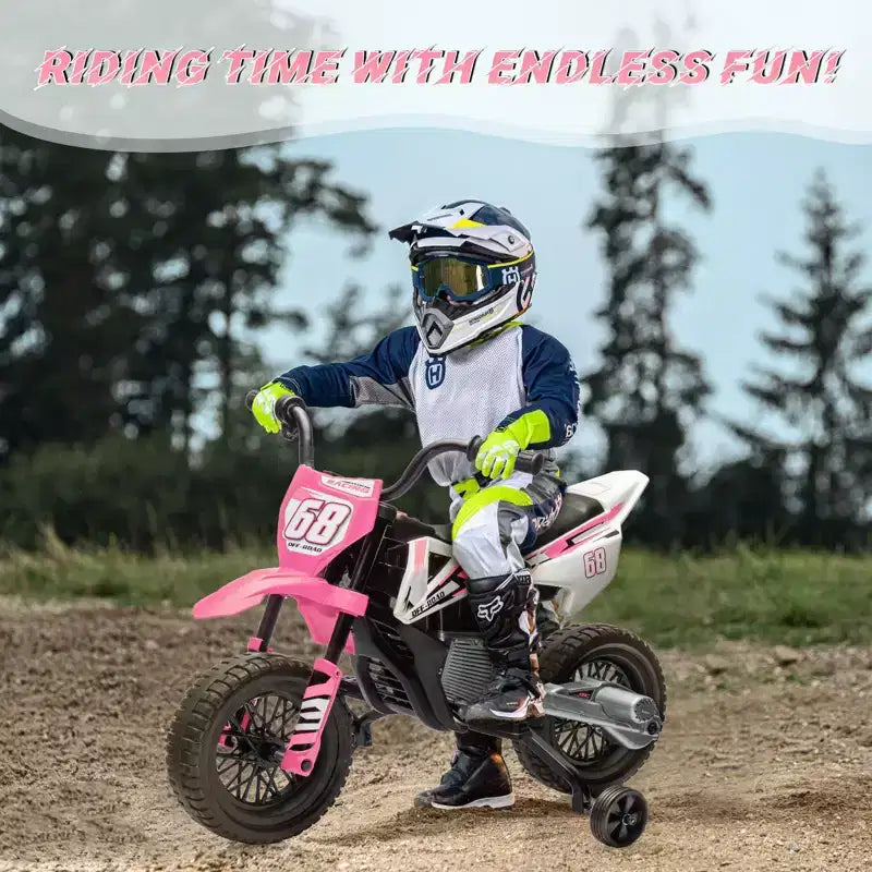 Moto électrique Acekool 12 V pour enfants avec deux moteurs de 25 W, accélérateur tournant, roulettes d'apprentissage et suspension, jouet à enfourcher pour les 3 ans et plus
