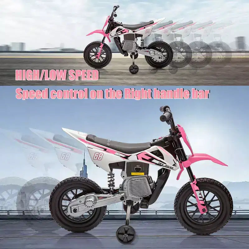 Moto électrique Acekool 12 V pour enfants avec deux moteurs de 25 W, accélérateur tournant, roulettes d'apprentissage et suspension, jouet à enfourcher pour les 3 ans et plus
