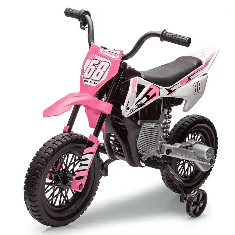 Moto électrique Acekool 12 V pour enfants avec deux moteurs de 25 W, accélérateur tournant, roulettes d'apprentissage et suspension, jouet à enfourcher pour les 3 ans et plus