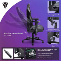 Chaise de jeu AMERLIFE, ergonomique, avec support lombaire, appui-tête et accoudoirs 4D pour ordinateur