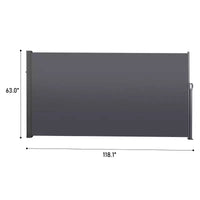 Store latéral rétractable, résistant aux UV, imperméable, écran d'intimité de terrasse pour jardin, balcon, 118,1 x 62,99