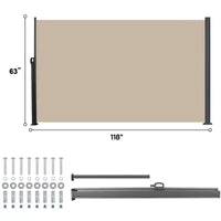 Store latéral rétractable, résistant aux UV, imperméable, écran d'intimité de terrasse pour jardin, balcon, 118,1 x 62,99
