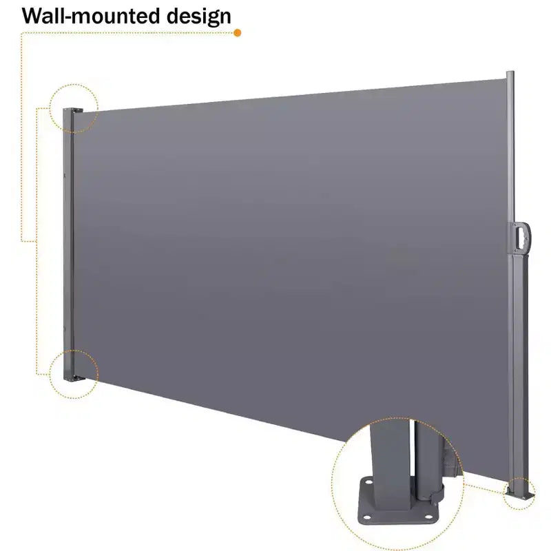 Store latéral rétractable, résistant aux UV, imperméable, écran d'intimité de terrasse pour jardin, balcon, 118,1 x 62,99