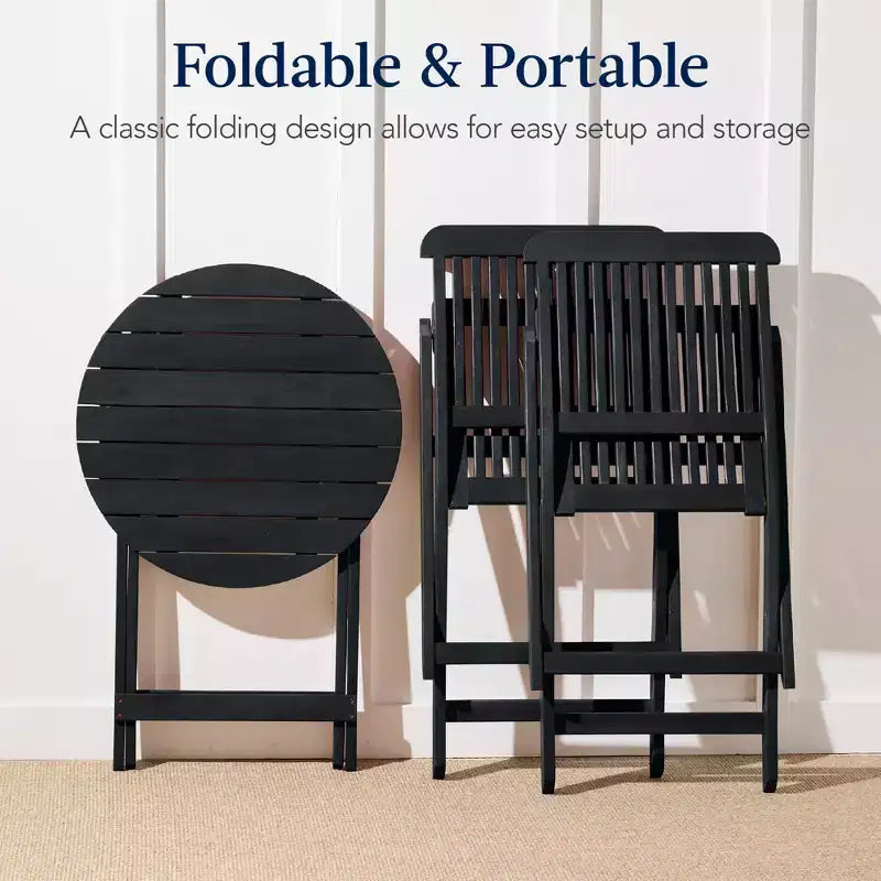 Best Choice Products Ensemble bistrot 3 pièces en bois d'acacia, mobilier de jardin pliant avec 2 chaises, table