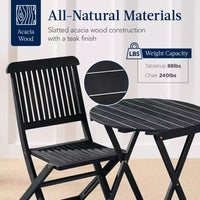 Best Choice Products Ensemble bistrot 3 pièces en bois d'acacia, mobilier de jardin pliant avec 2 chaises, table