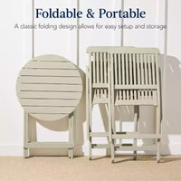 Best Choice Products Ensemble bistrot 3 pièces en bois d'acacia, mobilier de jardin pliant avec 2 chaises, table