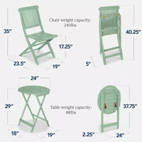 Best Choice Products Ensemble bistrot 3 pièces en bois d'acacia, mobilier de jardin pliant avec 2 chaises, table