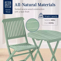 Best Choice Products Ensemble bistrot 3 pièces en bois d'acacia, mobilier de jardin pliant avec 2 chaises, table