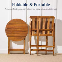 Best Choice Products Ensemble bistrot 3 pièces en bois d'acacia, mobilier de jardin pliant avec 2 chaises, table