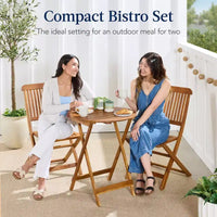 Best Choice Products Ensemble bistrot 3 pièces en bois d'acacia, mobilier de jardin pliant avec 2 chaises, table