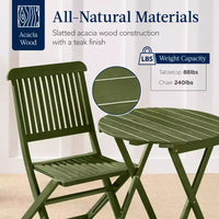 Best Choice Products Ensemble bistrot 3 pièces en bois d'acacia, mobilier de jardin pliant avec 2 chaises, table