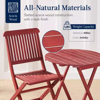 Best Choice Products Ensemble bistrot 3 pièces en bois d'acacia, mobilier de jardin pliant avec 2 chaises, table