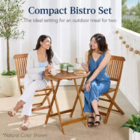Best Choice Products Ensemble bistrot 3 pièces en bois d'acacia, mobilier de jardin pliant avec 2 chaises, table