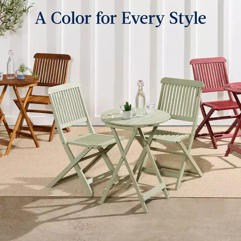 Best Choice Products Ensemble bistrot 3 pièces en bois d'acacia, mobilier de jardin pliant avec 2 chaises, table