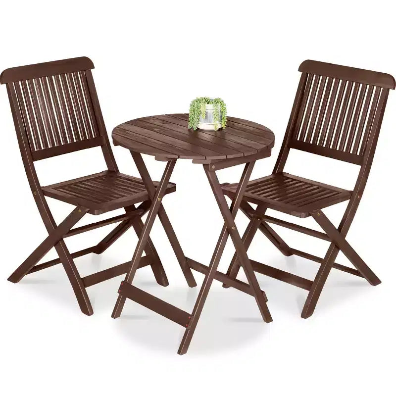 Best Choice Products Ensemble bistrot 3 pièces en bois d'acacia, mobilier de jardin pliant avec 2 chaises, table