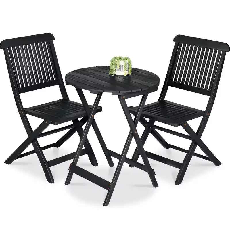 Best Choice Products Ensemble bistrot 3 pièces en bois d'acacia, mobilier de jardin pliant avec 2 chaises, table