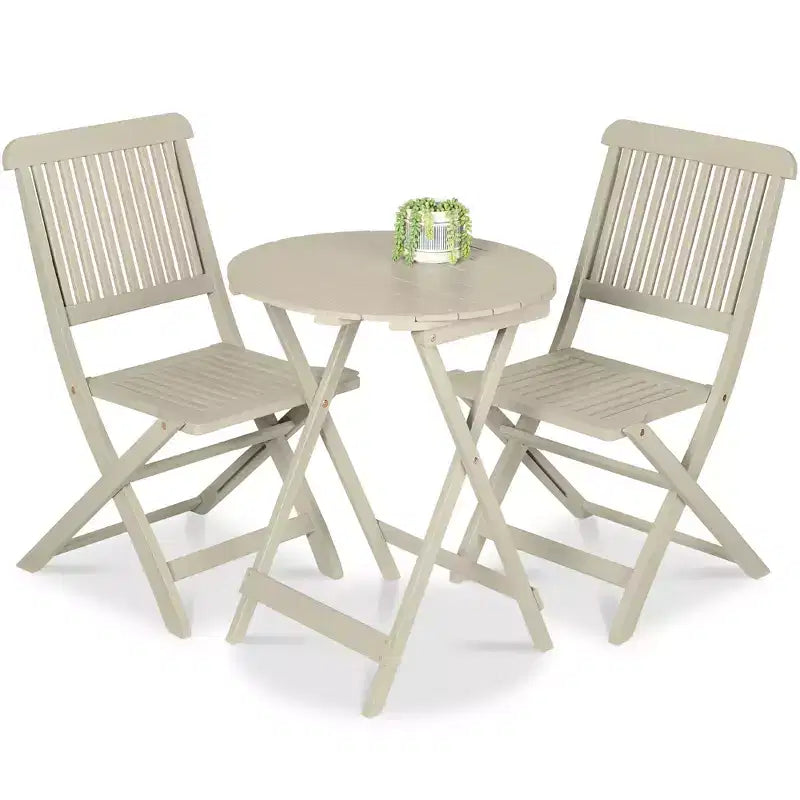 Best Choice Products Ensemble bistrot 3 pièces en bois d'acacia, mobilier de jardin pliant avec 2 chaises, table