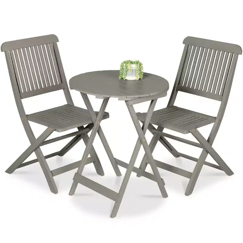 Best Choice Products Ensemble bistrot 3 pièces en bois d'acacia, mobilier de jardin pliant avec 2 chaises, table