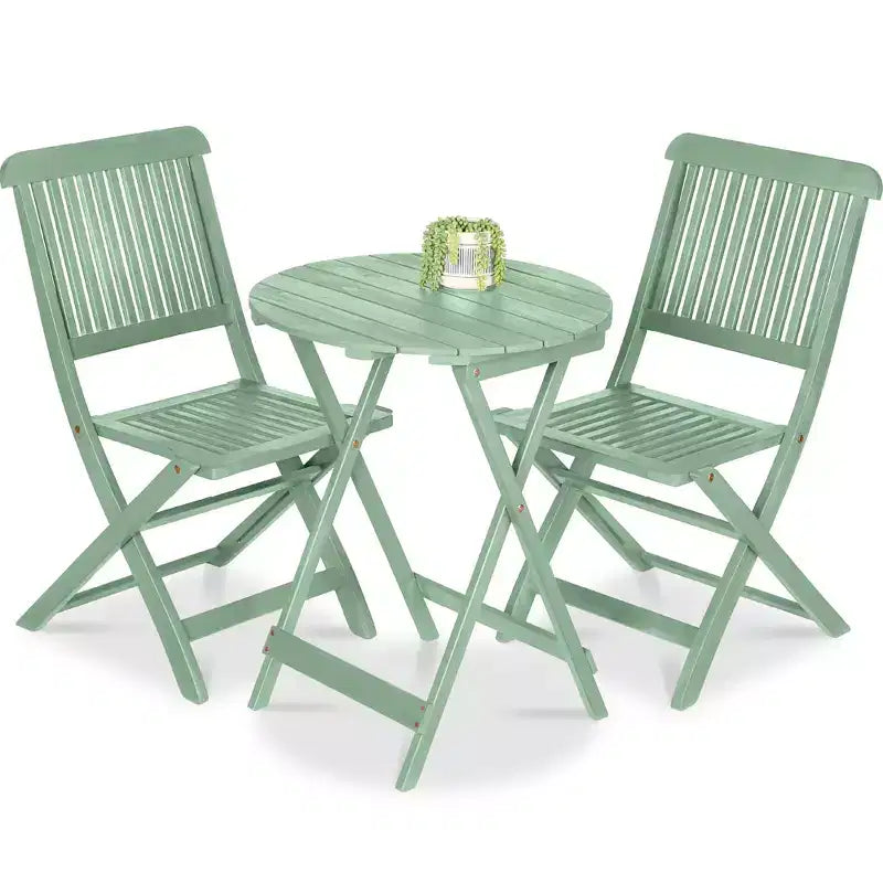 Best Choice Products Ensemble bistrot 3 pièces en bois d'acacia, mobilier de jardin pliant avec 2 chaises, table