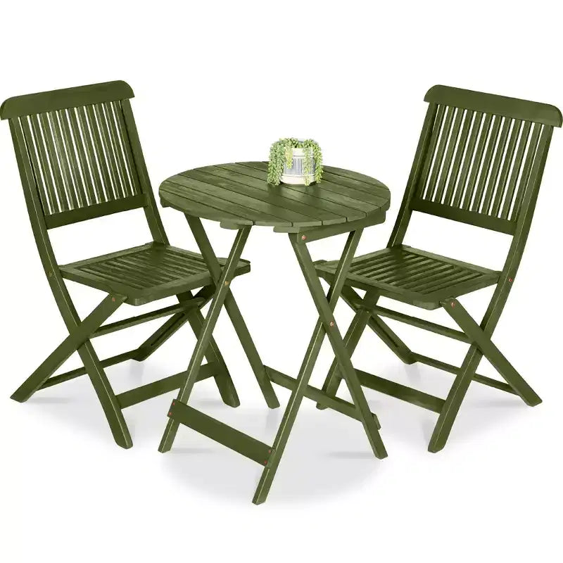 Best Choice Products Ensemble bistrot 3 pièces en bois d'acacia, mobilier de jardin pliant avec 2 chaises, table