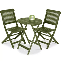 Best Choice Products Ensemble bistrot 3 pièces en bois d'acacia, mobilier de jardin pliant avec 2 chaises, table