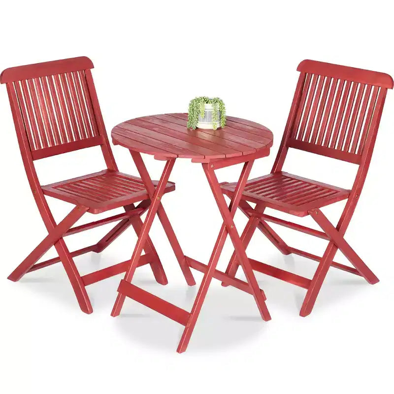 Best Choice Products Ensemble bistrot 3 pièces en bois d'acacia, mobilier de jardin pliant avec 2 chaises, table