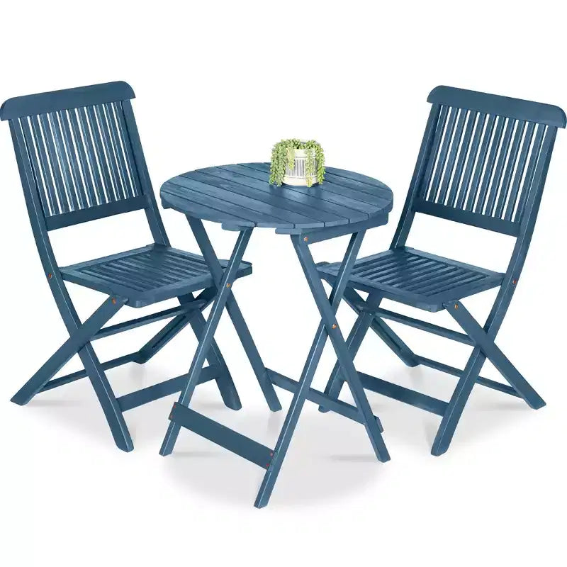 Best Choice Products Ensemble bistrot 3 pièces en bois d'acacia, mobilier de jardin pliant avec 2 chaises, table