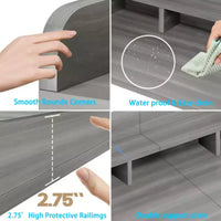 Plan de travail pour lave-linge séchant, plan de travail pour buanderie avec étagère de rangement à 2 niveaux et rebords, protection supérieure pour lave-linge et sèche-linge