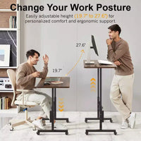 VECELO Petit bureau debout à hauteur réglable, postes de travail informatiques mobiles avec roulettes, table d'ordinateur portable roulante portable pour le bureau