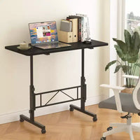VECELO Petit bureau debout à hauteur réglable, postes de travail informatiques mobiles avec roulettes, table d'ordinateur portable roulante portable pour le bureau