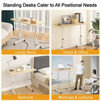 VECELO Petit bureau debout à hauteur réglable, postes de travail informatiques mobiles avec roulettes, table d'ordinateur portable roulante portable pour le bureau