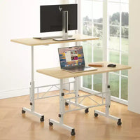 VECELO Petit bureau debout à hauteur réglable, postes de travail informatiques mobiles avec roulettes, table d'ordinateur portable roulante portable pour le bureau
