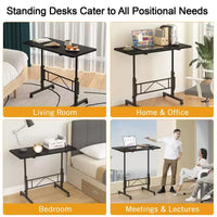 VECELO Petit bureau debout à hauteur réglable, postes de travail informatiques mobiles avec roulettes, table d'ordinateur portable roulante portable pour le bureau