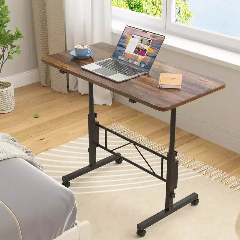 VECELO Petit bureau debout à hauteur réglable, postes de travail informatiques mobiles avec roulettes, table d'ordinateur portable roulante portable pour le bureau