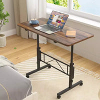 VECELO Petit bureau debout à hauteur réglable, postes de travail informatiques mobiles avec roulettes, table d'ordinateur portable roulante portable pour le bureau