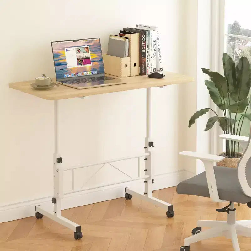 VECELO Petit bureau debout à hauteur réglable, postes de travail informatiques mobiles avec roulettes, table d'ordinateur portable roulante portable pour le bureau