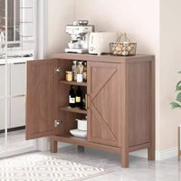 Armoire de rangement style farmhouse 30 pouces, rangement de cuisine à double porte en X avec 2 étagères réglables