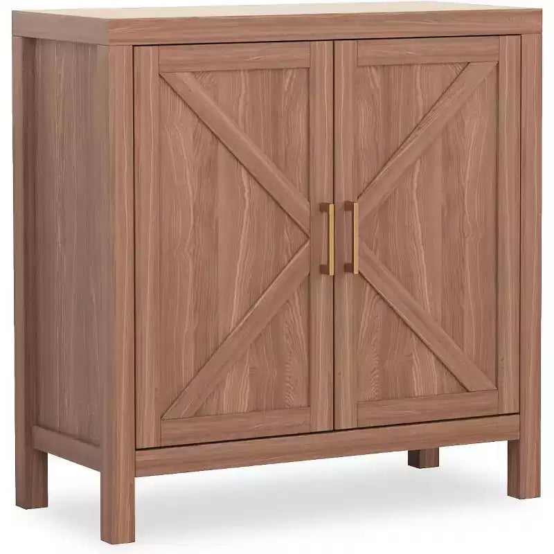 Armoire de rangement style farmhouse 30 pouces, rangement de cuisine à double porte en X avec 2 étagères réglables