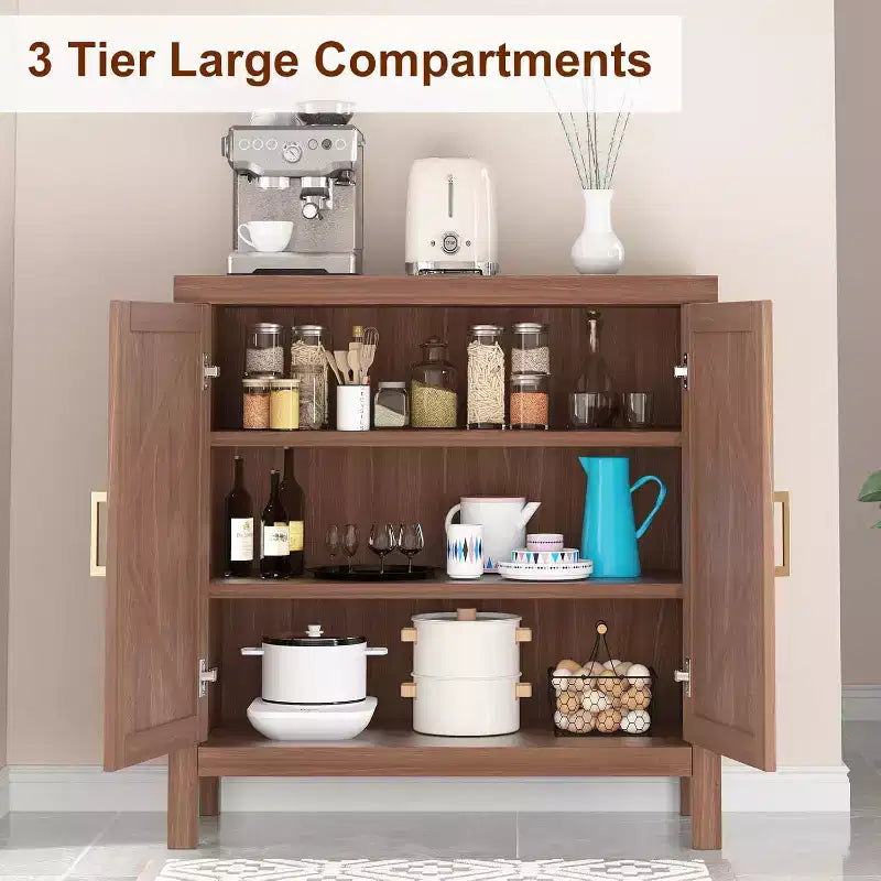 Armoire de rangement style farmhouse 30 pouces, rangement de cuisine à double porte en X avec 2 étagères réglables
