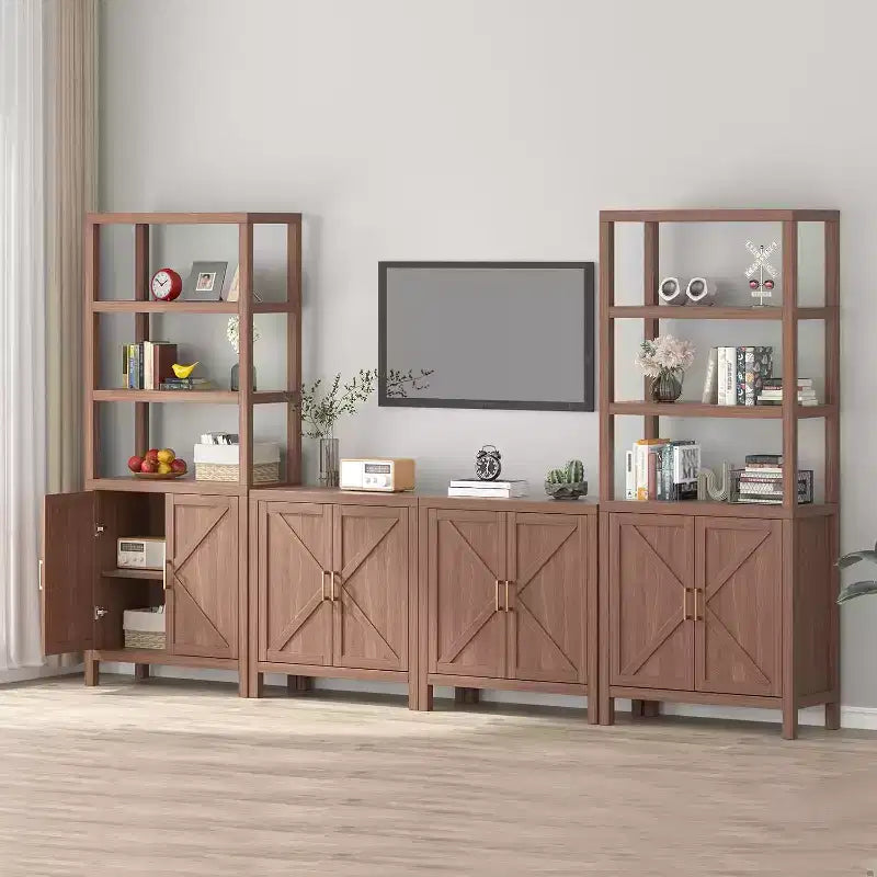 Armoire de rangement style farmhouse 30 pouces, rangement de cuisine à double porte en X avec 2 étagères réglables