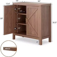 Armoire de rangement style farmhouse 30 pouces, rangement de cuisine à double porte en X avec 2 étagères réglables