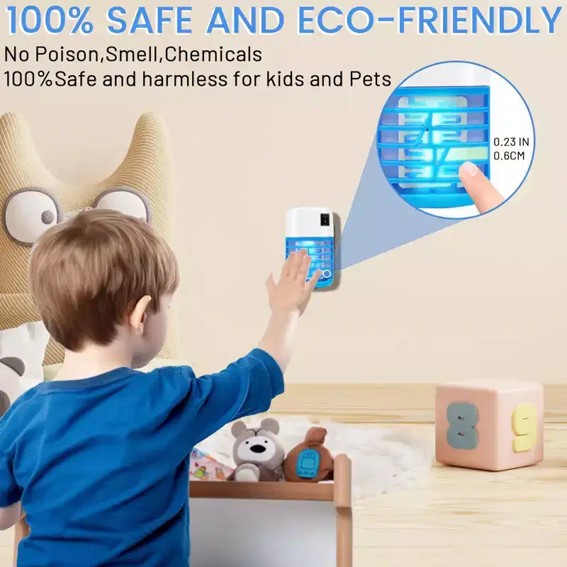 LAZZAROU Tue-mouches et anti-moustiques d'intérieur - sans danger pour enfants et animaux | piège à mouches à lumière bleue pour maison, cuisine, chambre | sans produits chimiques, nettoyage facile