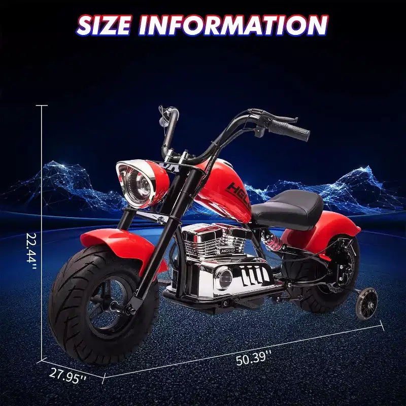 Moto électrique pour jeunes, 36V 350W sans balais tout-terrain à 16.5mph, lecteur de musique, suspension à ressort, feux LED et selle en cuir