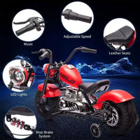 Moto électrique pour jeunes, 36V 350W sans balais tout-terrain à 16.5mph, lecteur de musique, suspension à ressort, feux LED et selle en cuir