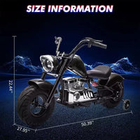 Moto électrique pour jeunes, 36V 350W sans balais tout-terrain à 16.5mph, lecteur de musique, suspension à ressort, feux LED et selle en cuir