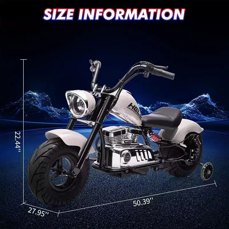 Moto électrique pour jeunes, 36V 350W sans balais tout-terrain avec 26,5 km/h, lecteur de musique, suspension à ressort, lumières LED et siège en cuir