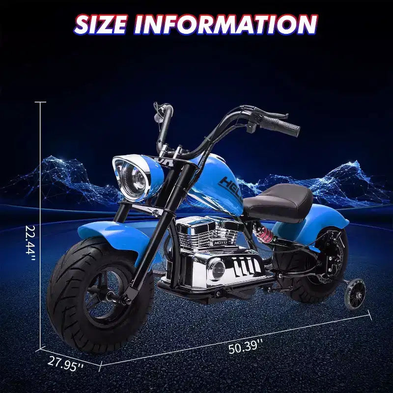 Moto électrique pour jeunes, 36V 350W sans balais tout-terrain avec 26,5 km/h, lecteur de musique, suspension à ressort, lumières LED et siège en cuir
