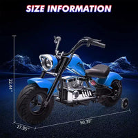 Moto électrique pour jeunes, 36V 350W sans balais tout-terrain à 16.5mph, lecteur de musique, suspension à ressort, feux LED et selle en cuir