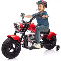 Moto électrique pour jeunes, 36V 350W sans balais tout-terrain à 16.5mph, lecteur de musique, suspension à ressort, feux LED et selle en cuir